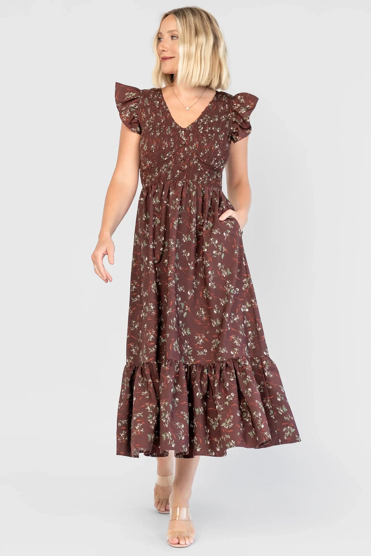 Tilly Smocked Dress | Dark Clove Floral
