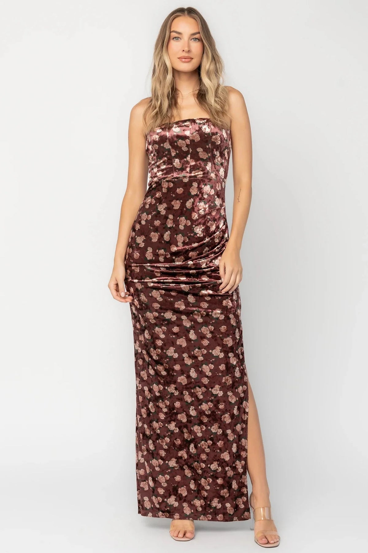 Philippa Velvet Maxi Dress | Berry Floral