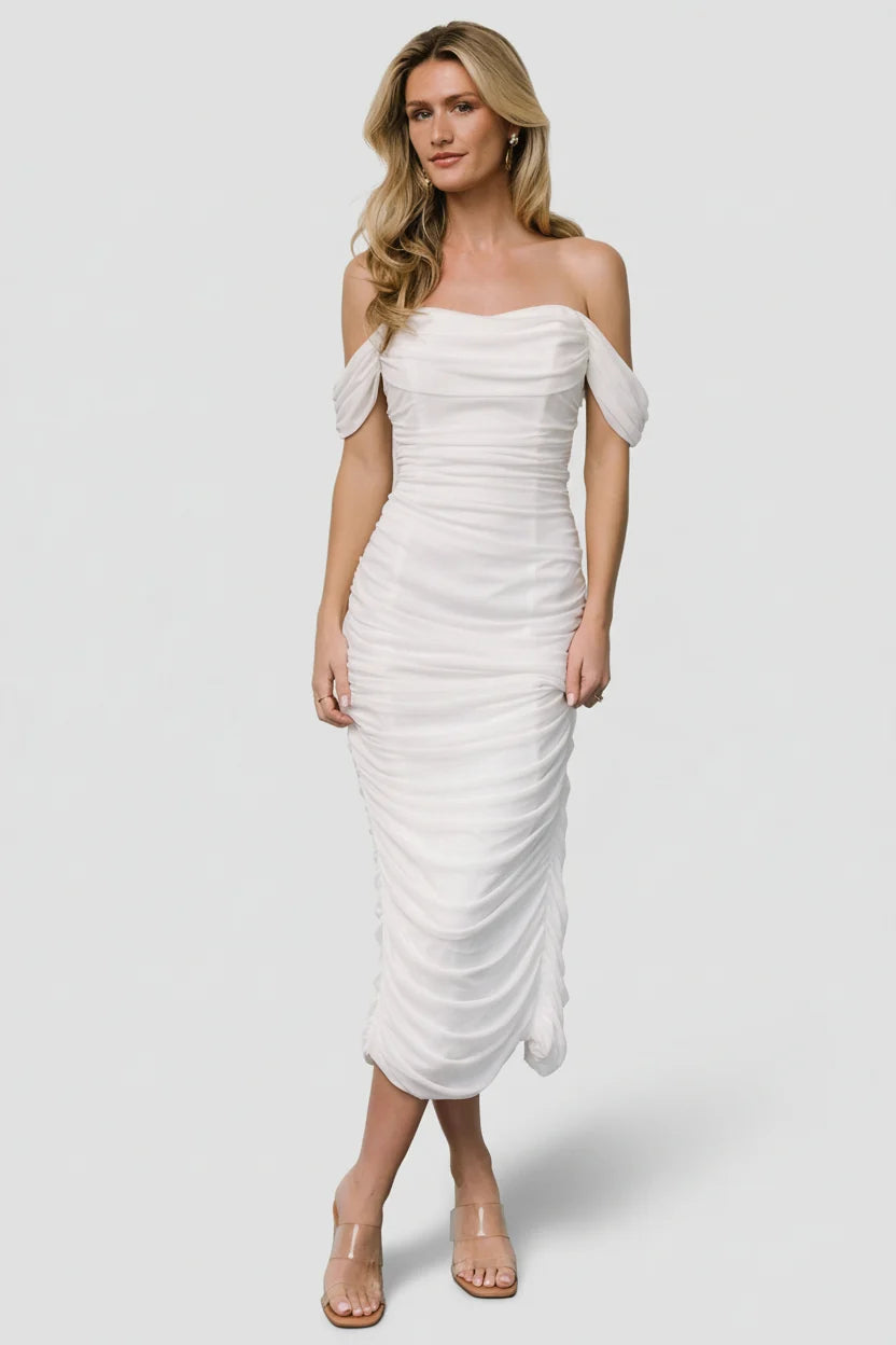 Alessandra Mesh Midi Dress | Off White
