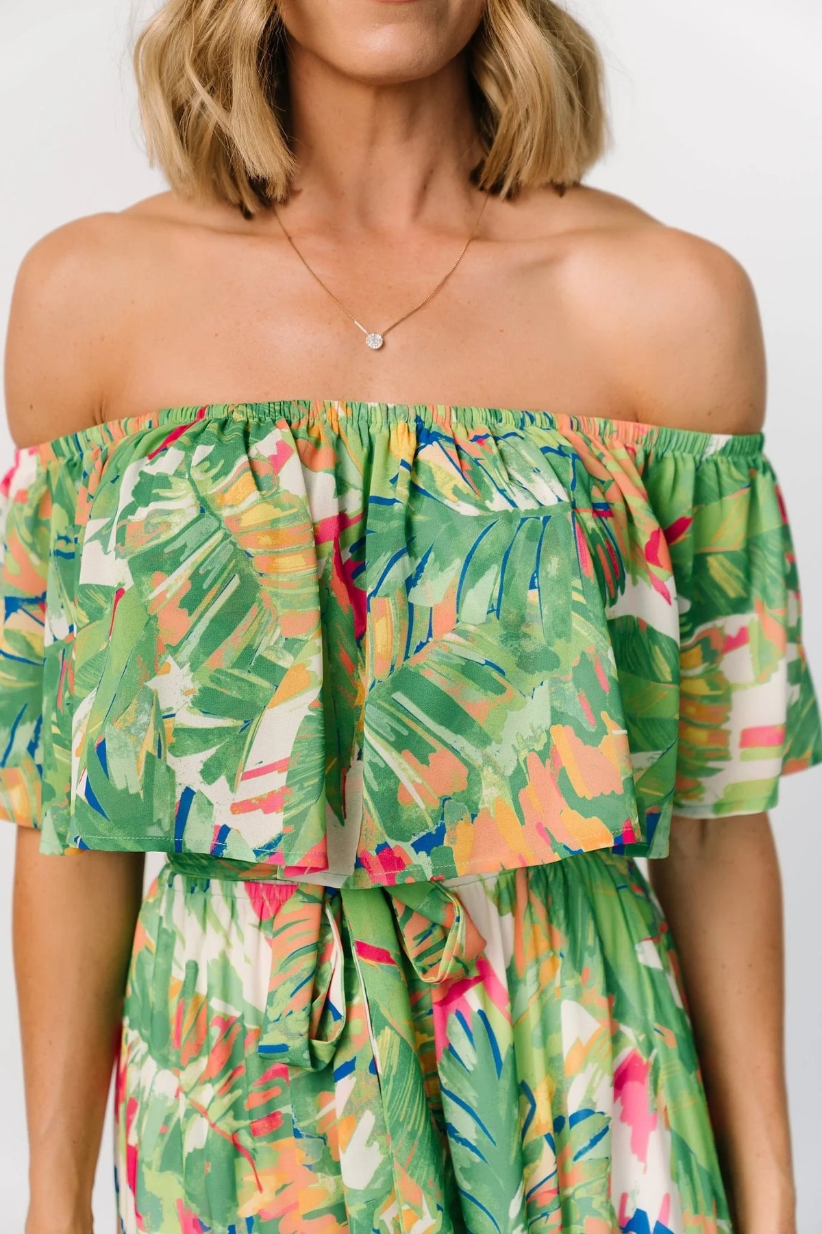 Sonoma Off Shoulder Maxi Dress | Green Multi