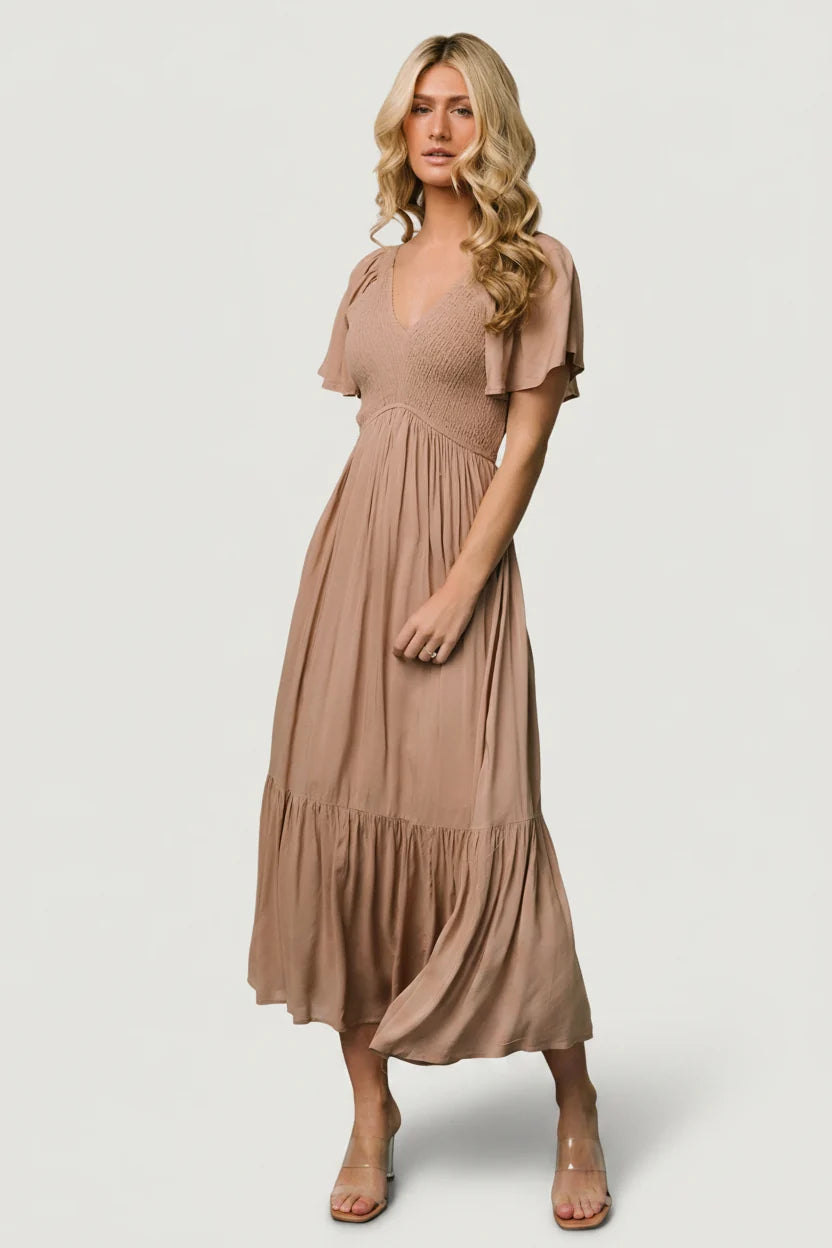 Scarlett Smocked Dress | Mocha