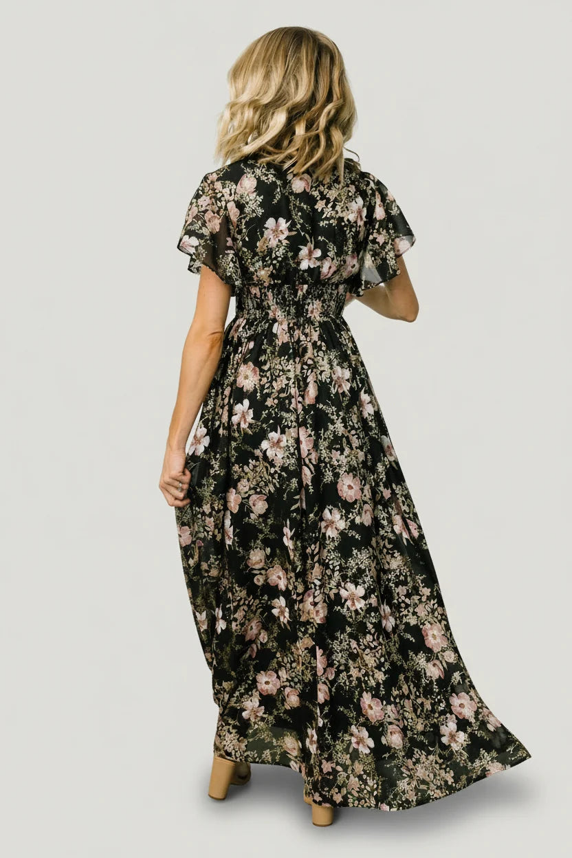 Lynlee Metallic Maxi Dress | Black + Mauve
