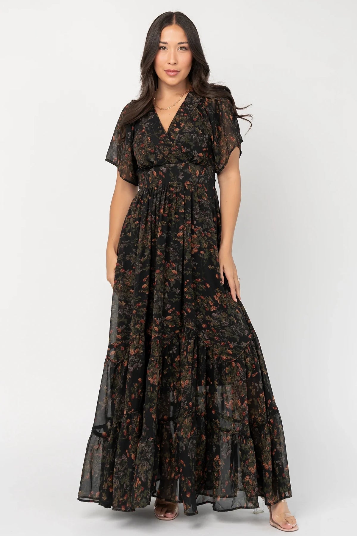 Katherine Maxi Dress | Black Multi Print