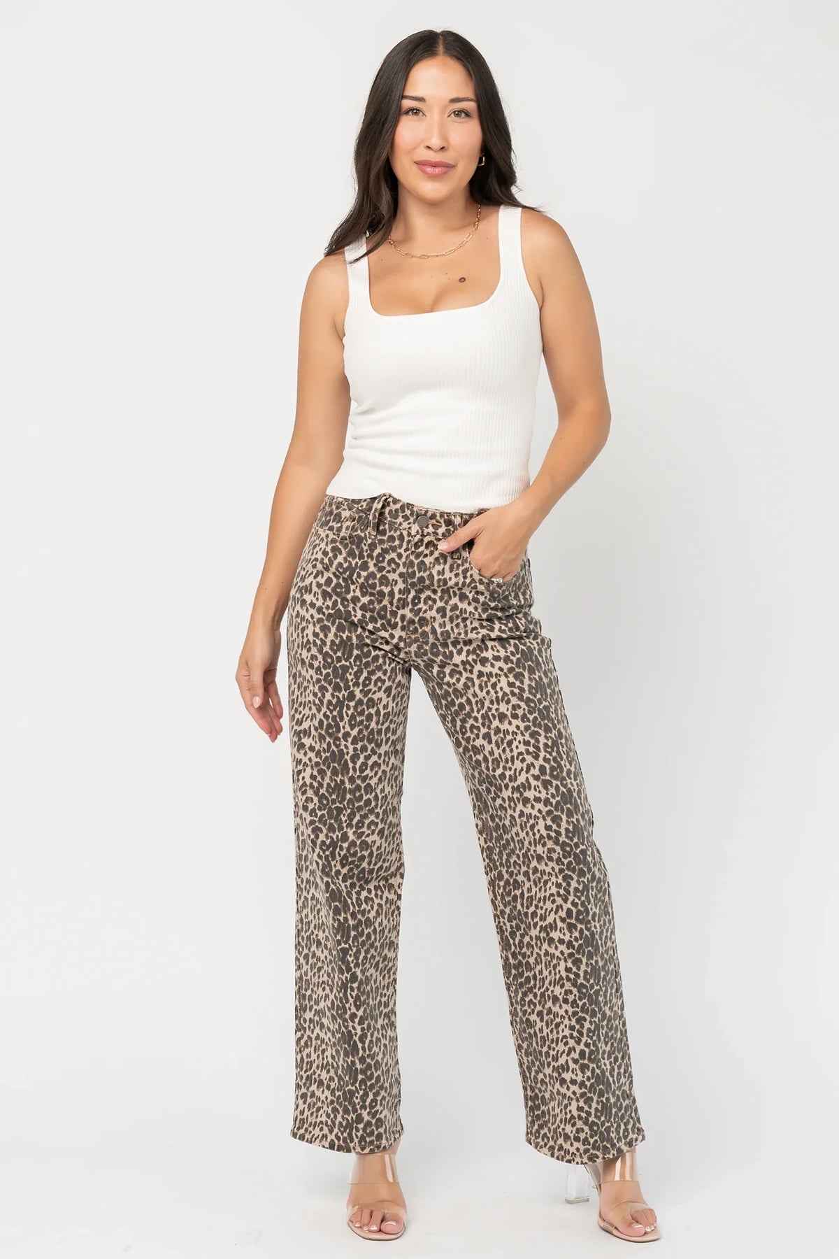 Roxie Straight Leg Jean | Vintage Leopard