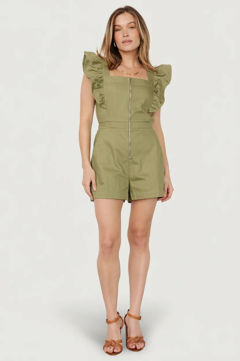 Montgomery Denim Romper | Olive