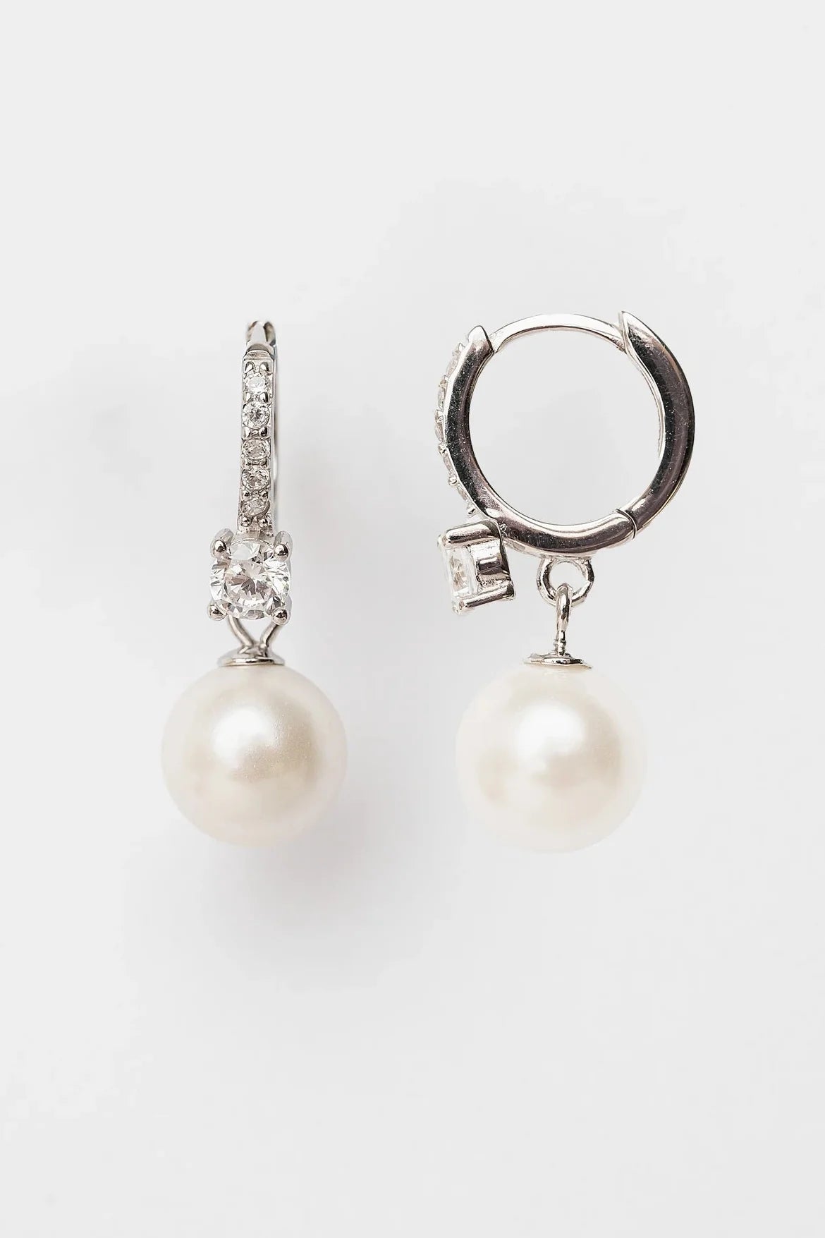 Isabella Pearl Hoop Earrings | Silver