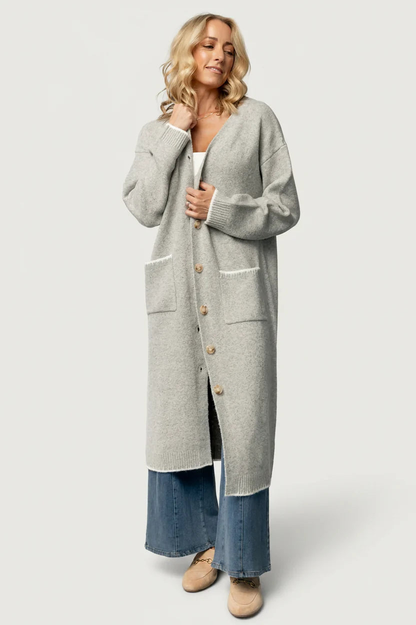 Senna Longline Cardigan | Light Gray