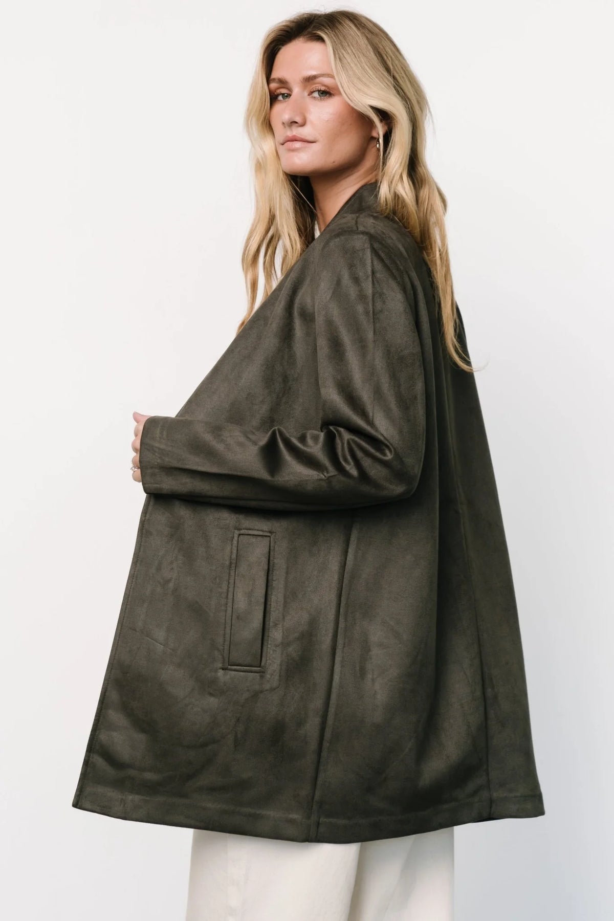 Queenie Faux Suede Jacket | Charcoal