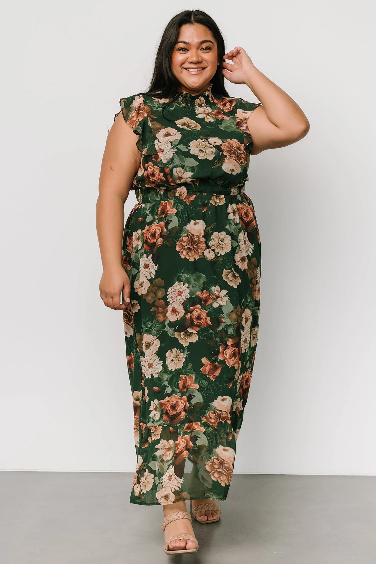 Kearny Ruffle Maxi Dress | Dark Green Floral