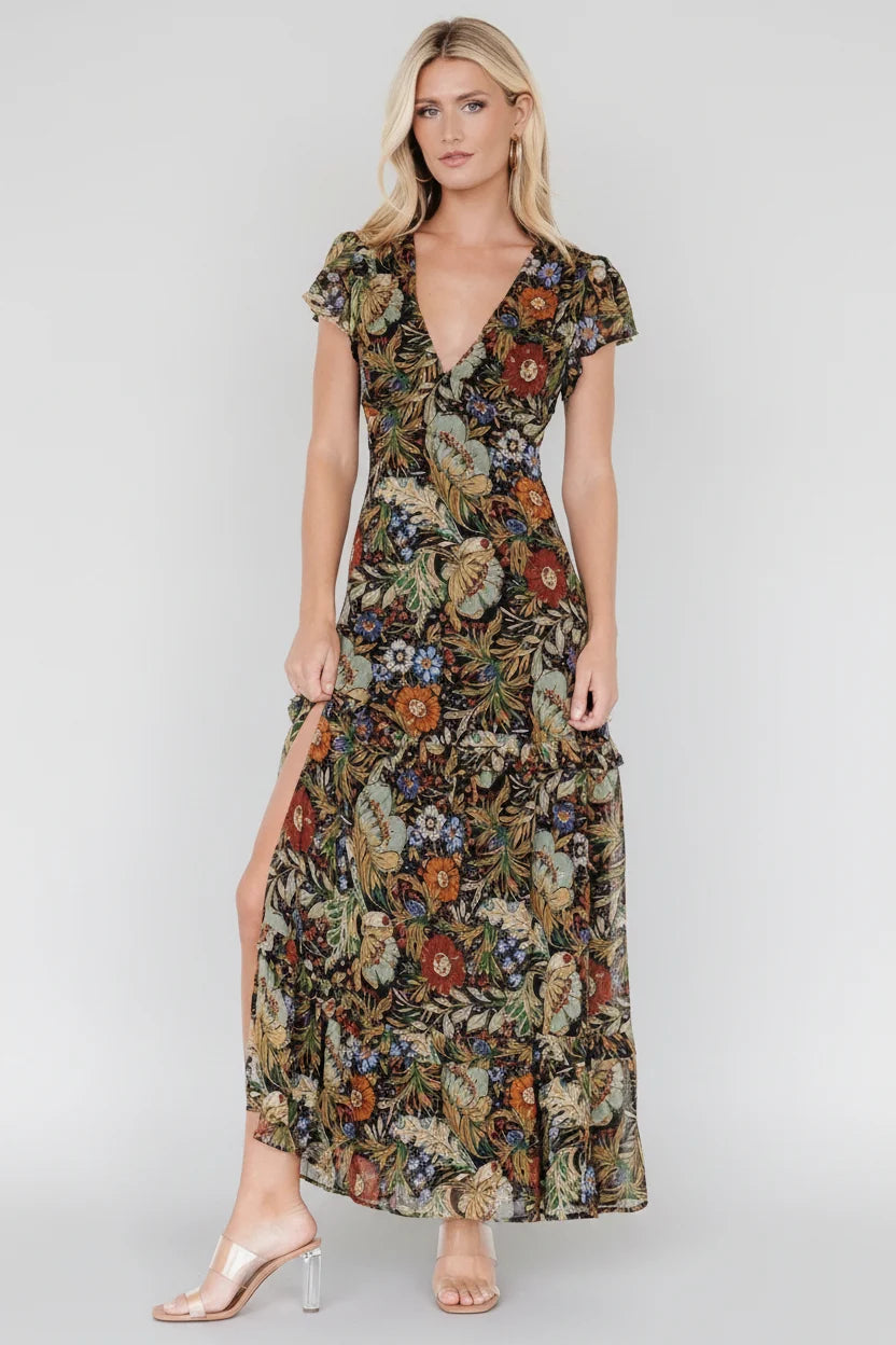 Riverwood Deep V Maxi Dress | Multi Floral
