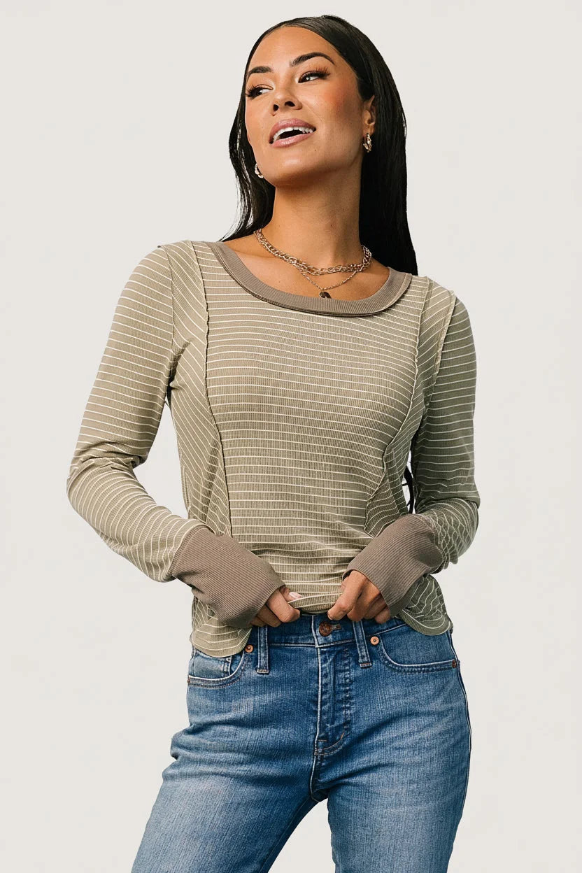 Ashford Striped Top | Olive