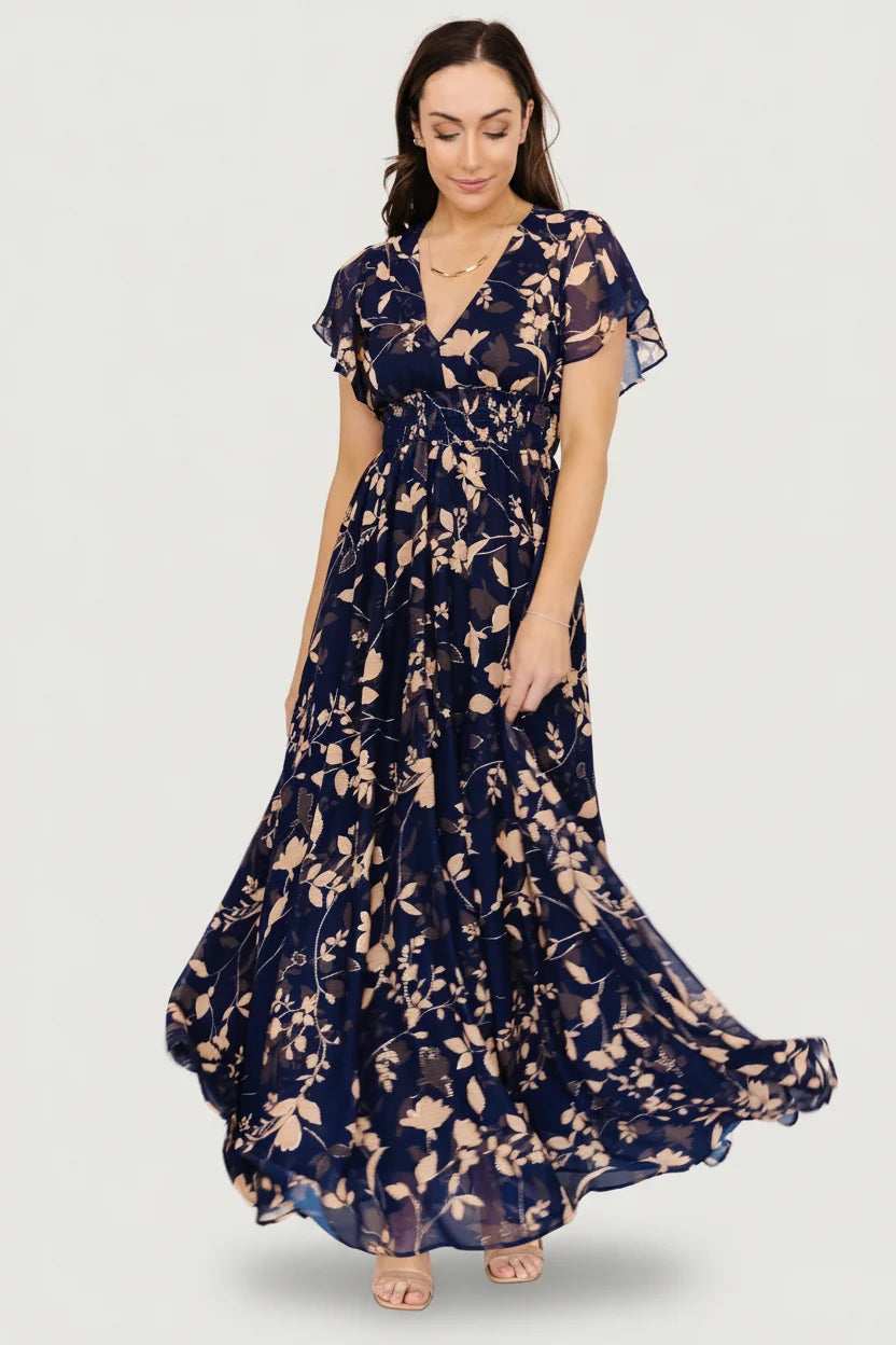 Lynlee Metallic Maxi Dress | Navy