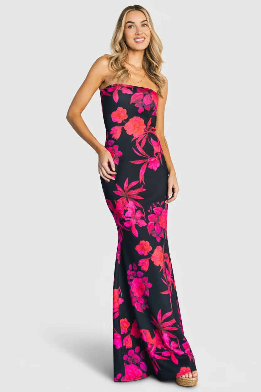 Alicante Maxi Dress | Black + Pink