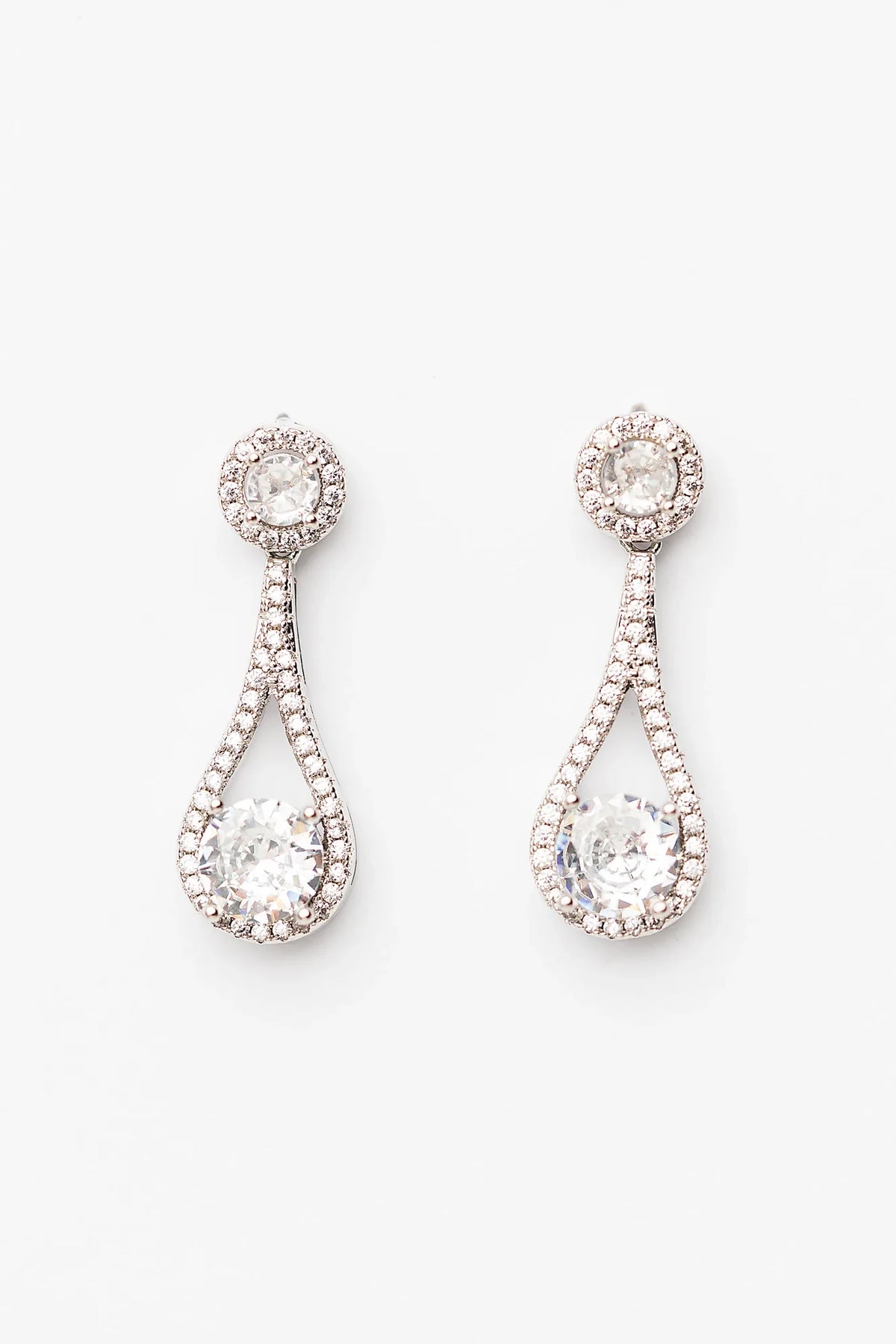 Balini Pave Drop Earrings | Silver