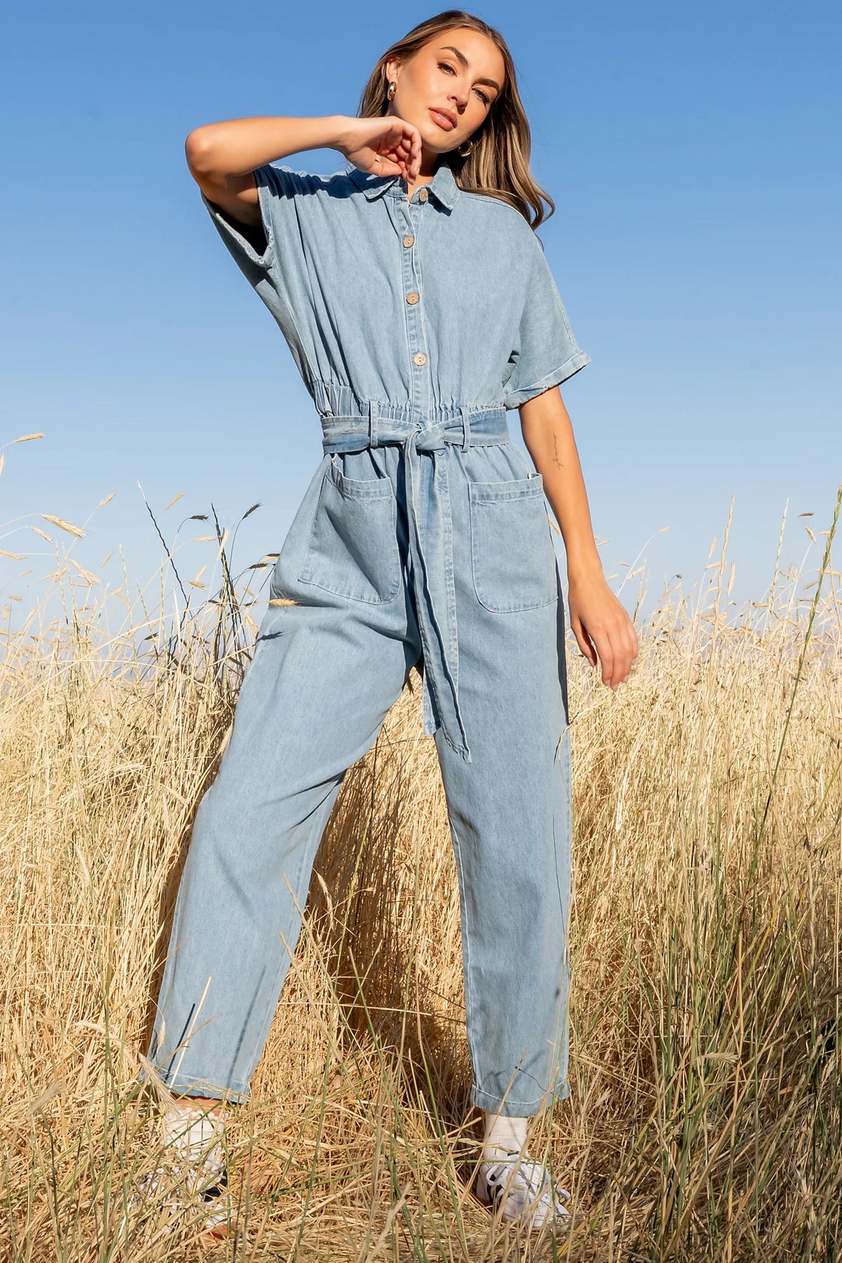 Mateo Button Up Jumpsuit | Denim