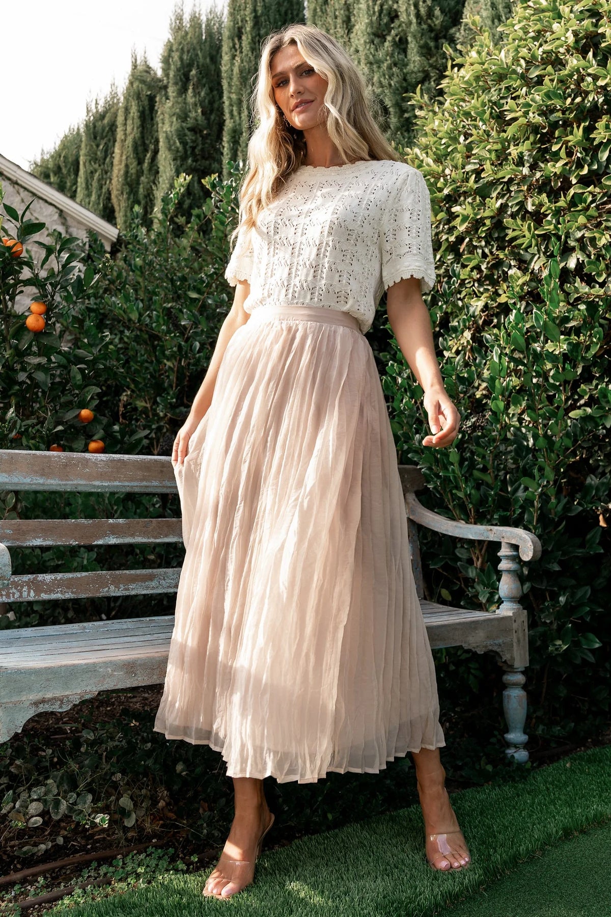 Cyra Midi Skirt | Natural