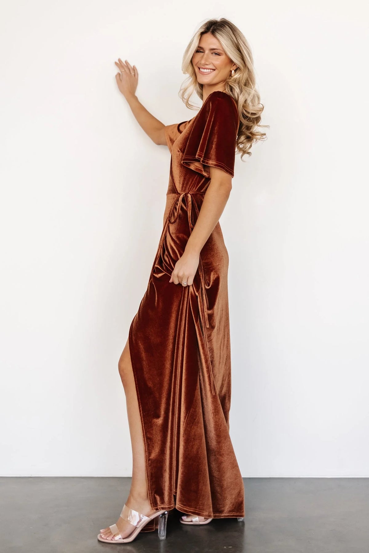 Meghan Velvet Wrap Maxi Dress | Spice