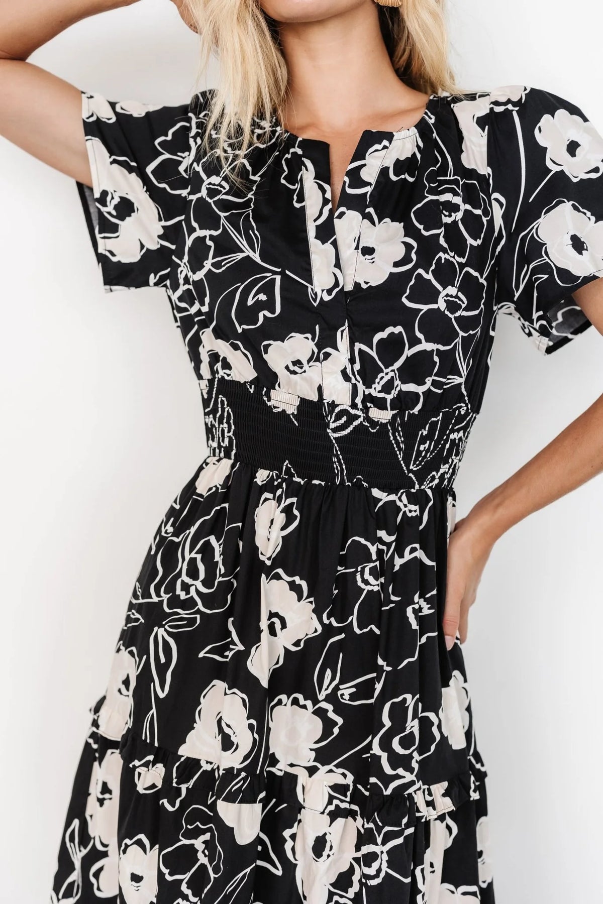 Kiana Poplin Maxi Dress | Black + Cream