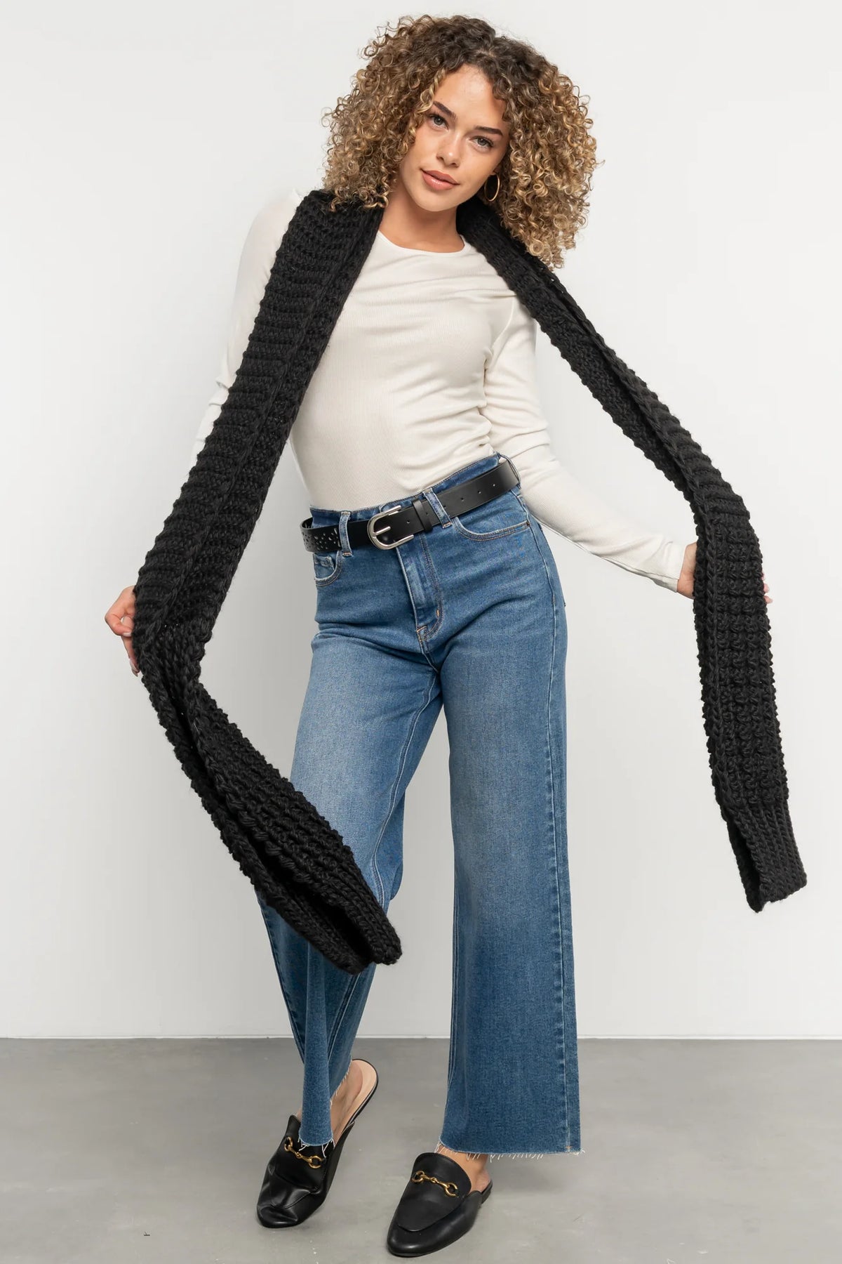 Sarah Chunky Knit Scarf | Black
