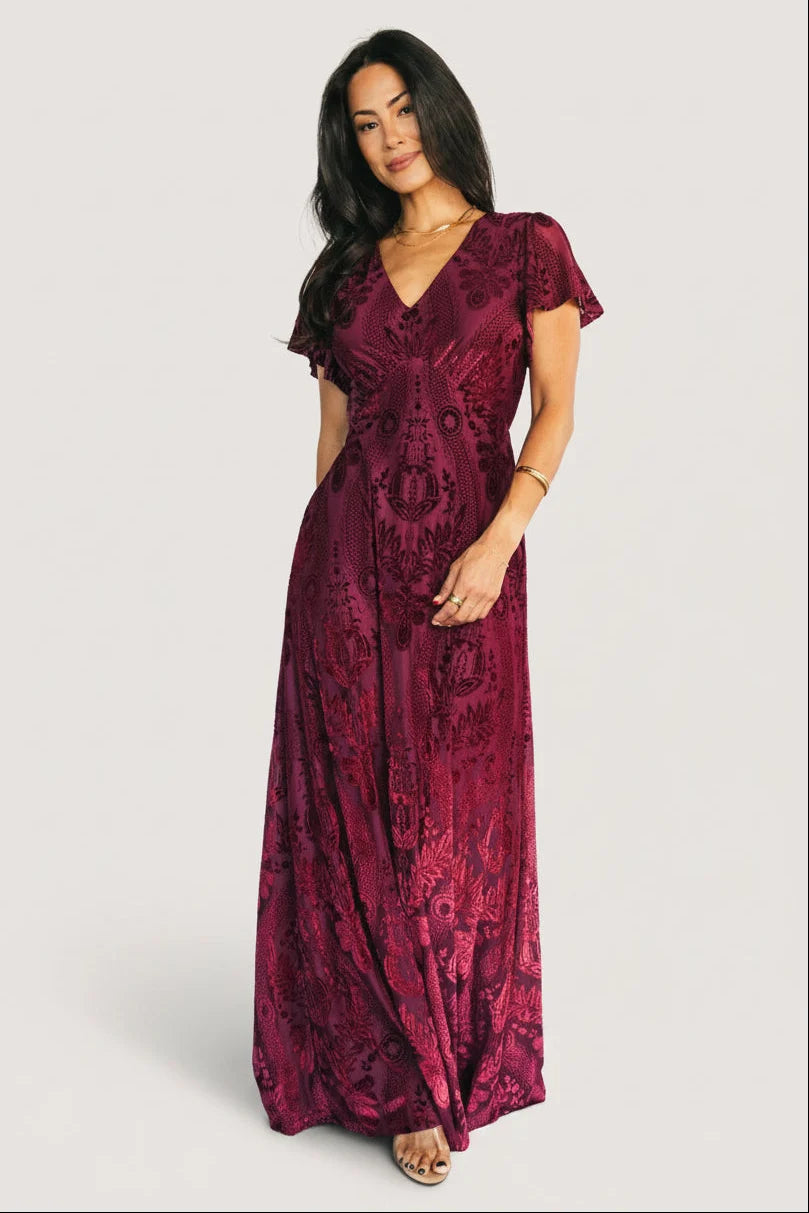Kimberly Velvet Maxi Dress | Wine