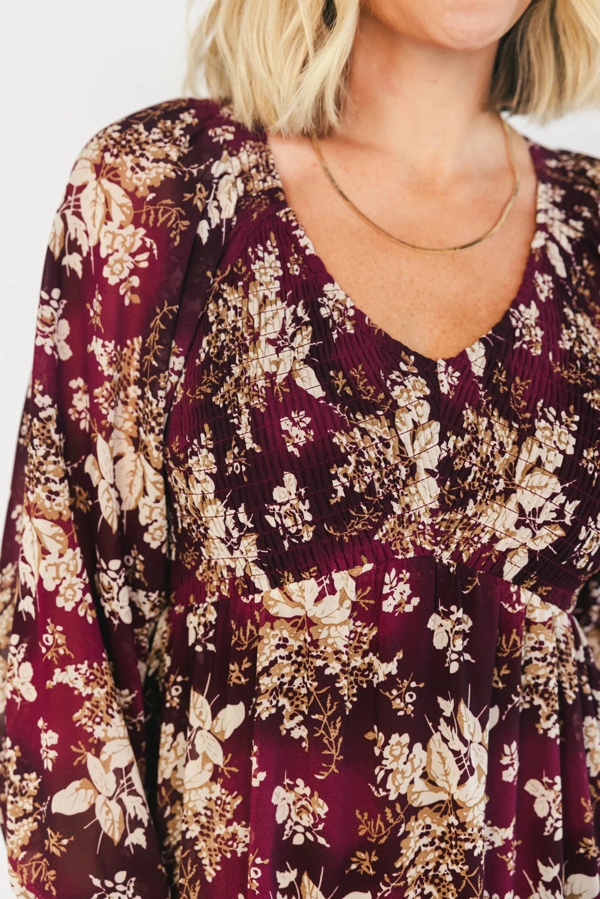 Hearst Smocked Dress | Burgundy Floral