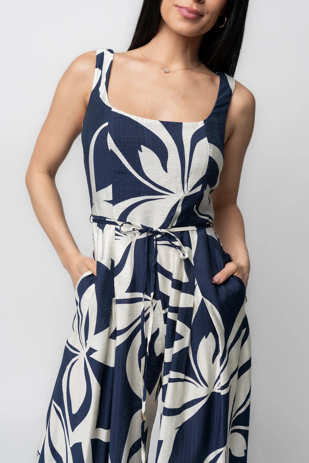 Manuela Wide Leg Jumpsuit | Navy Print