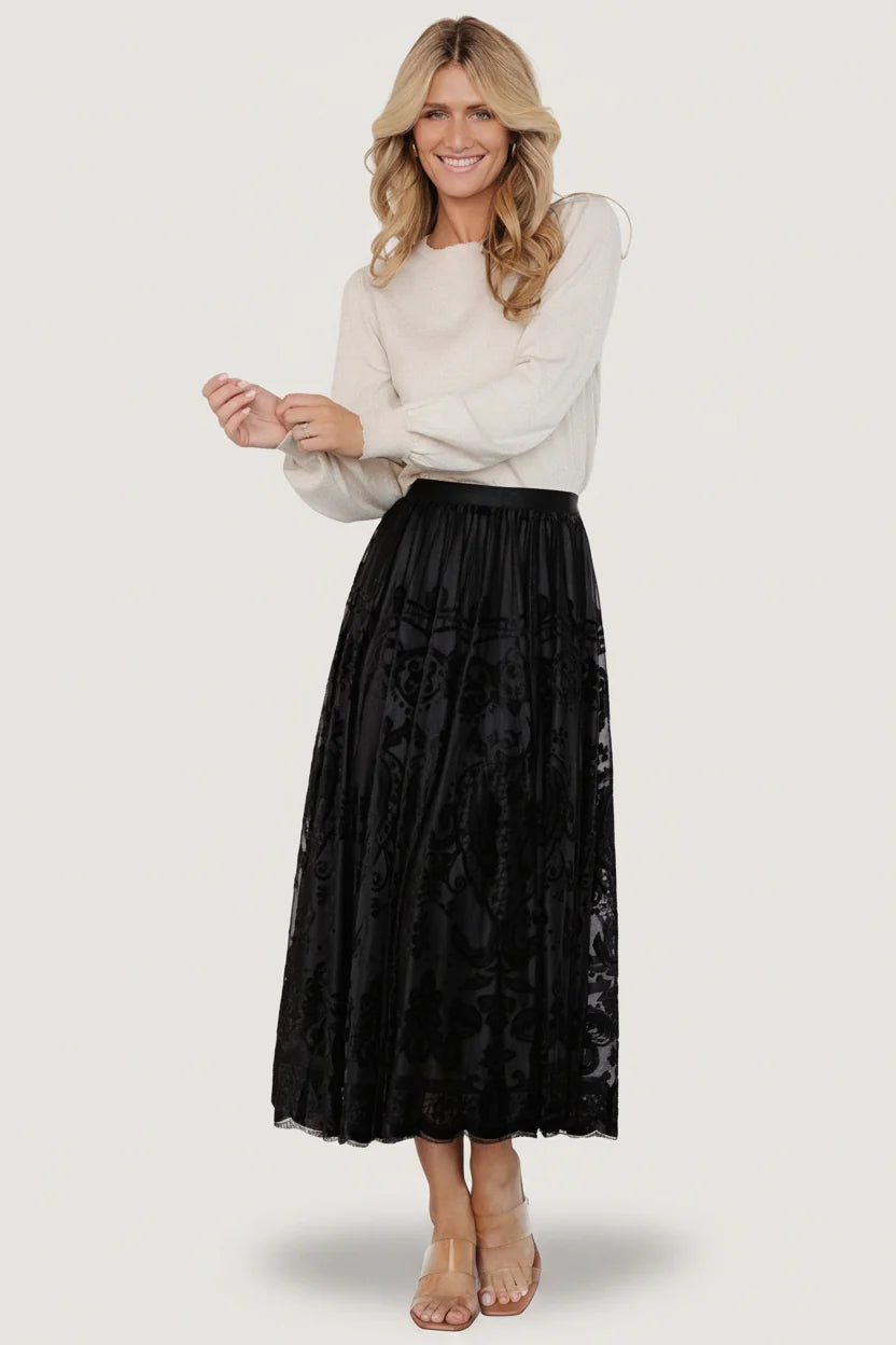 Palini Velvet Skirt | Black