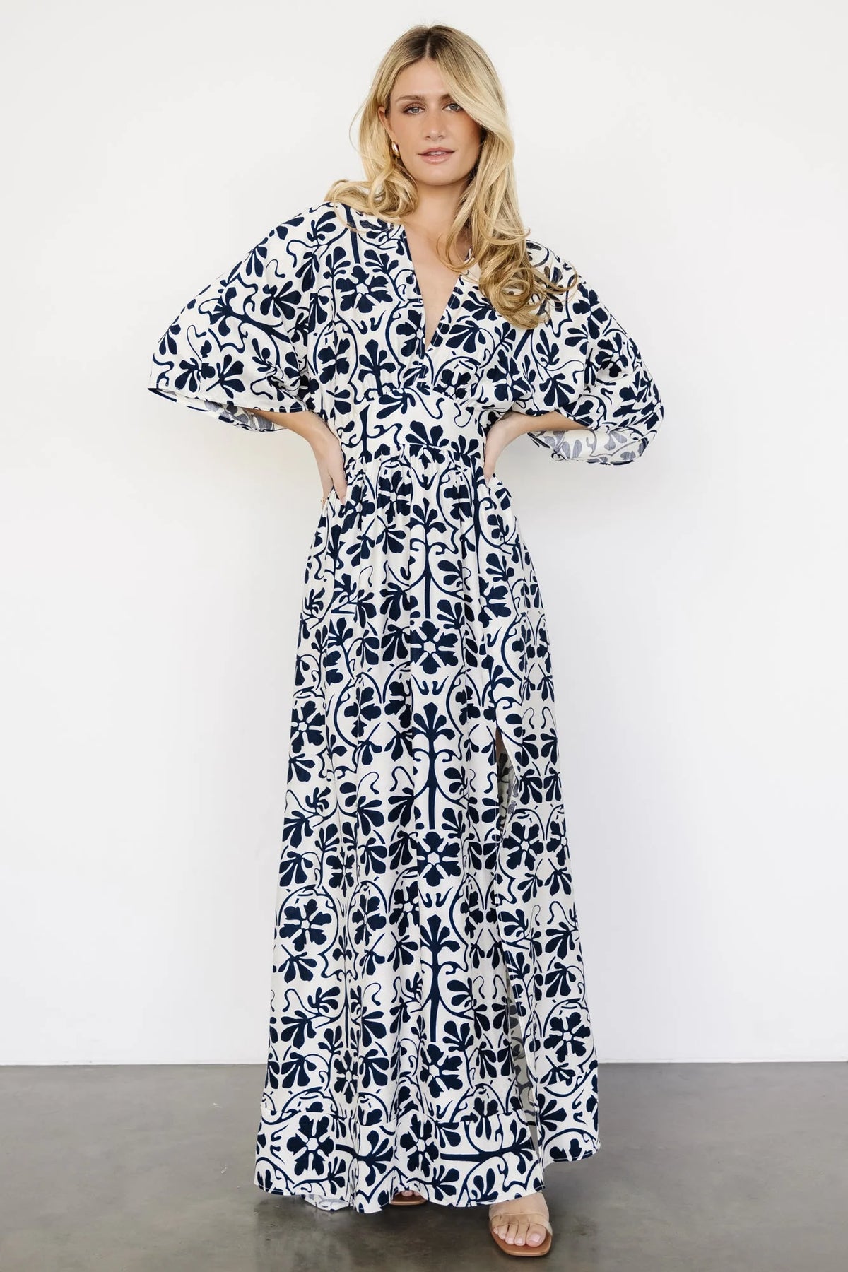 Juna Kimono Maxi Dress | Navy Print