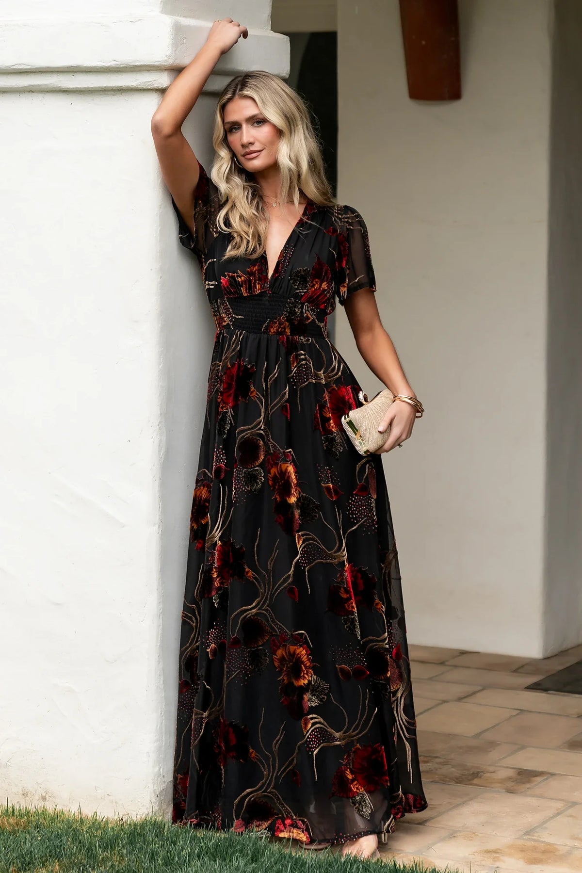 Valen Maxi Dress | Black Multi