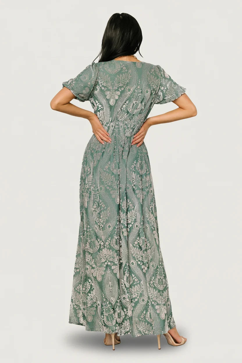 Leslie Velvet Maxi Dress | Sage + Silver