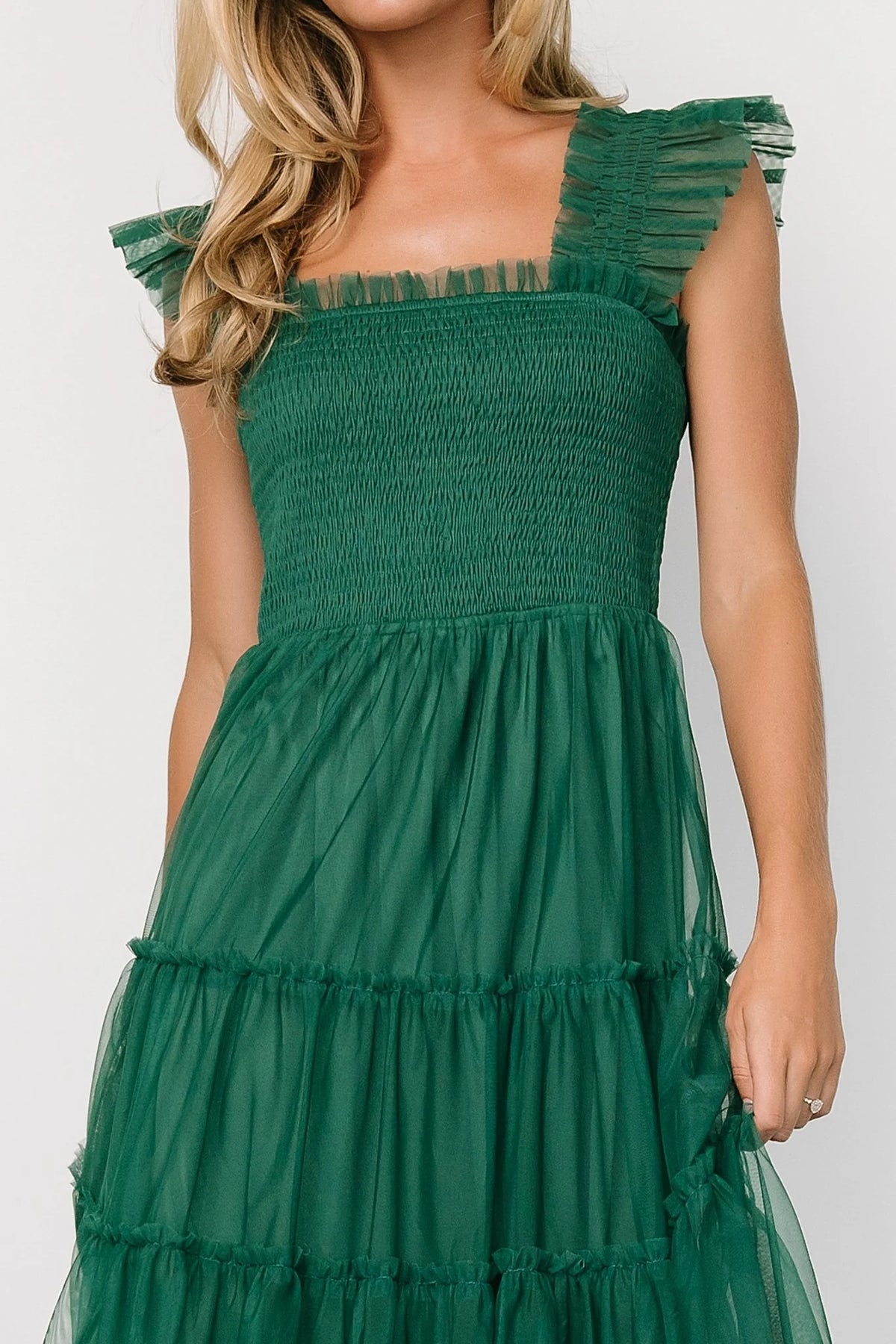 Emma Smocked Tulle Dress | Emerald