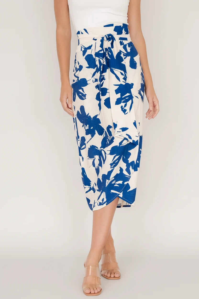 Vista Wrap Midi Skirt | Blue Print