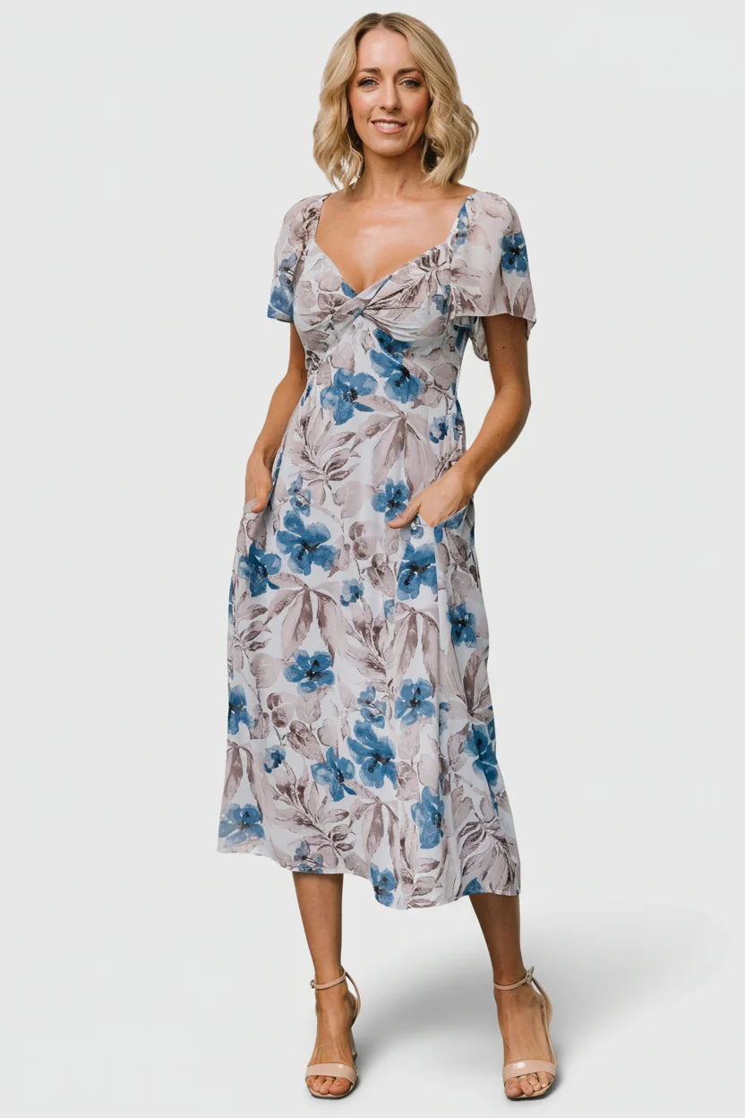 Melinda Midi Dress | Blue Floral