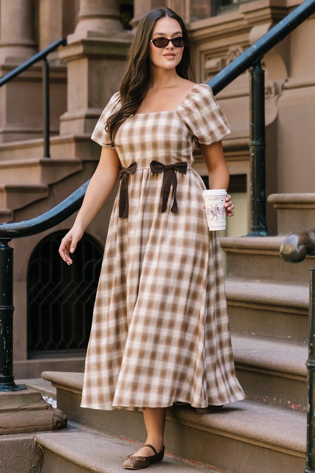 Sinclair Midi Dress | Brown Plaid