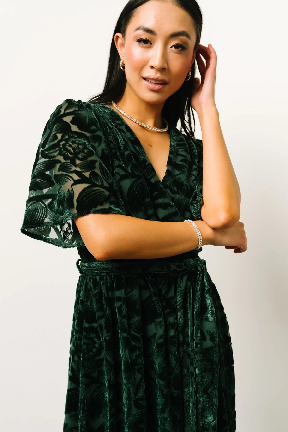 Uma Velvet Maxi Dress | Dark Green