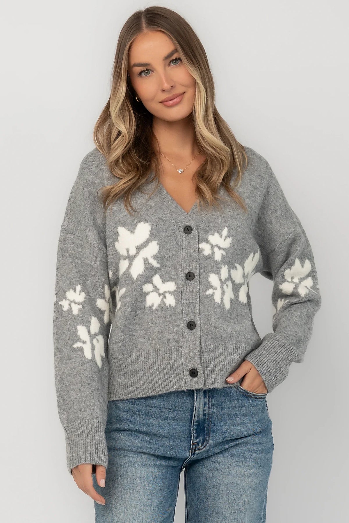 Adelana Knit Cardigan | Gray