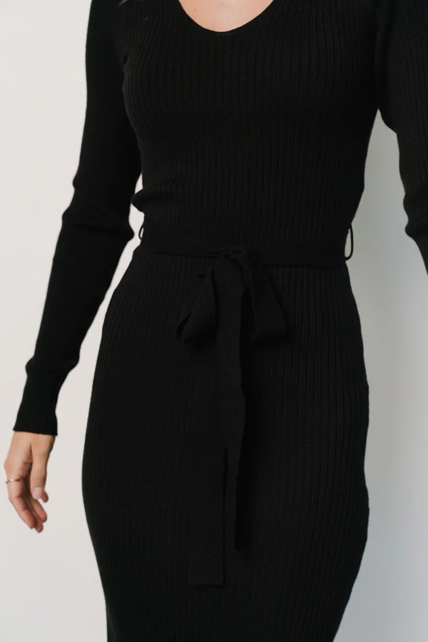 Blayne Ribbed Midi Dress | Black