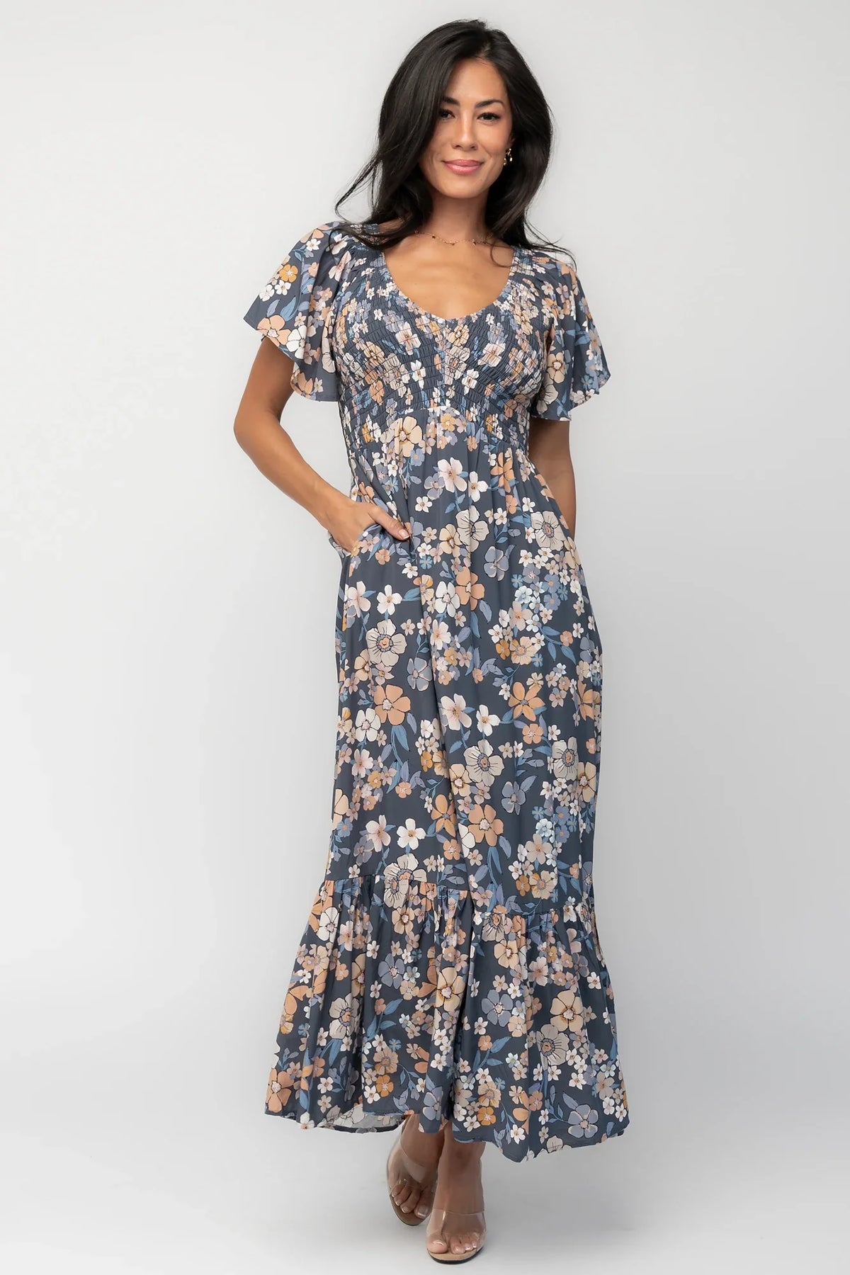 Joanie Smocked Dress | Slate Floral