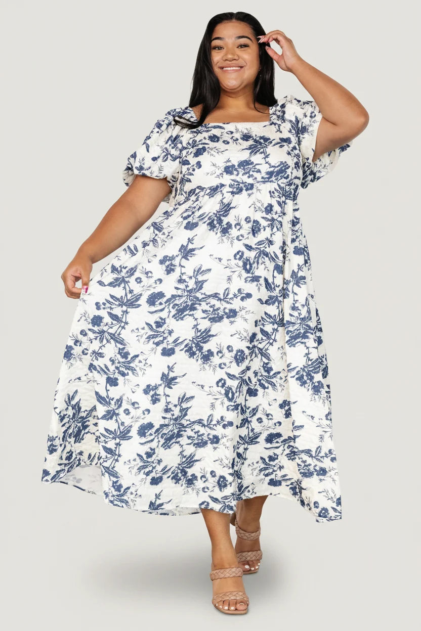 Graceland Maxi Dress | Cream + Navy Floral
