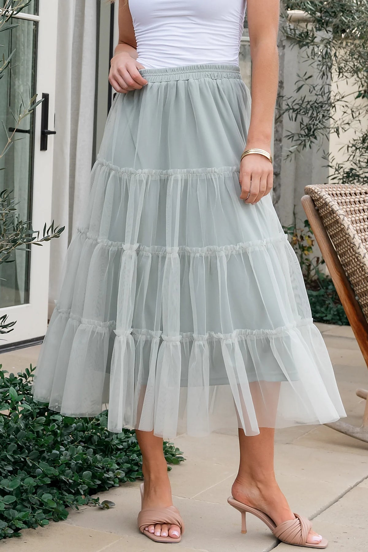 Galena Tulle Skirt | Light Sage