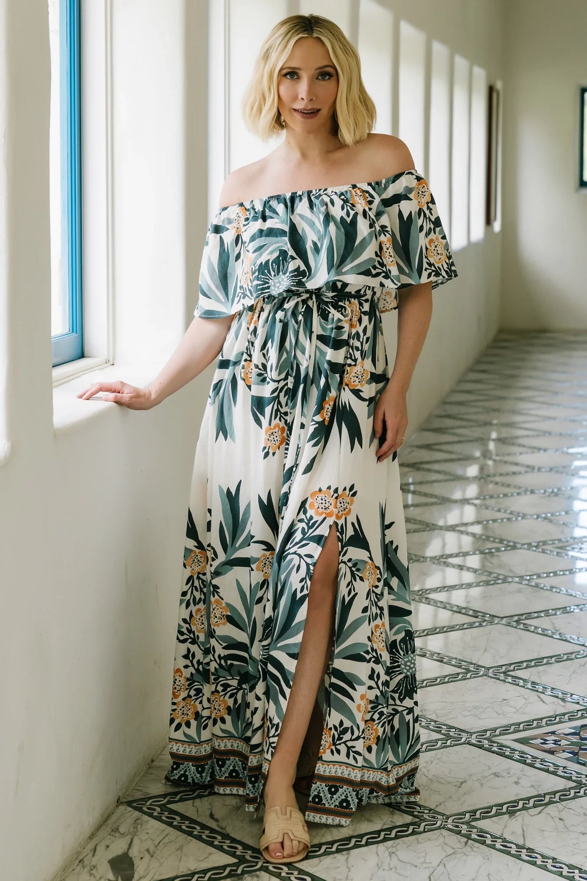 Valentina Off Shoulder Maxi Dress | Multi Print
