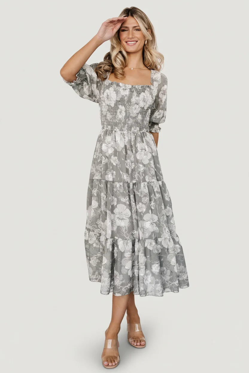 Fabian Jacquard Midi Dress | Dusty Sage