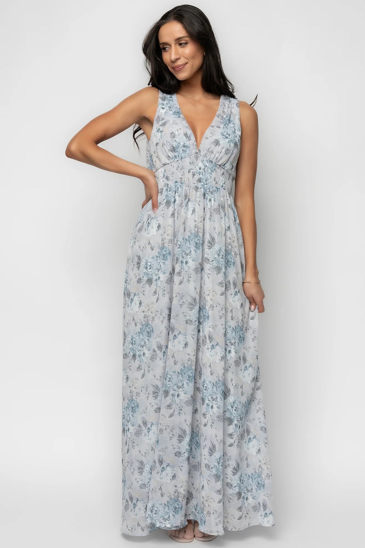 Imogen Maxi Dress | Light Blue Floral
