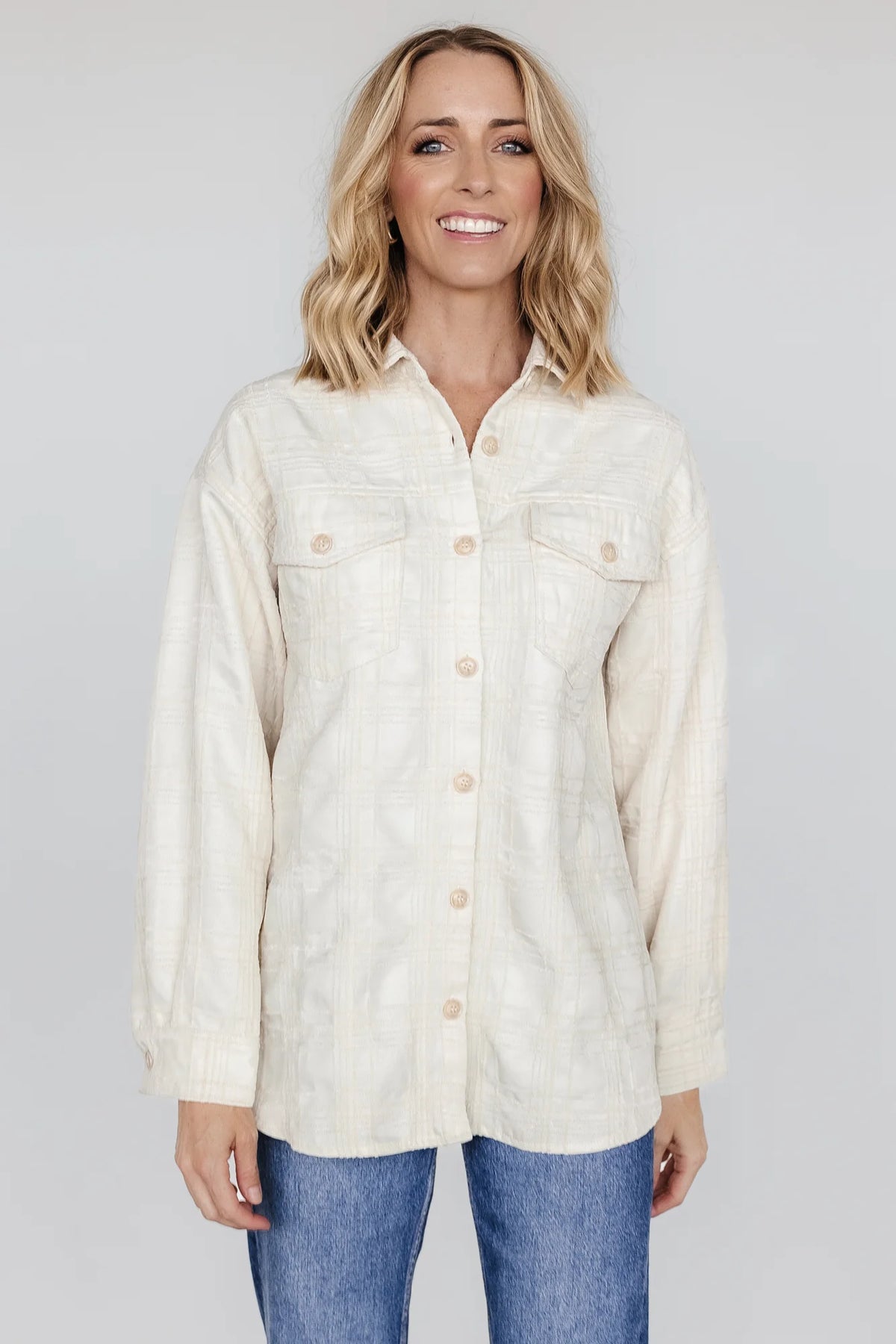 Joanna Plaid Shacket | Cream + Natural