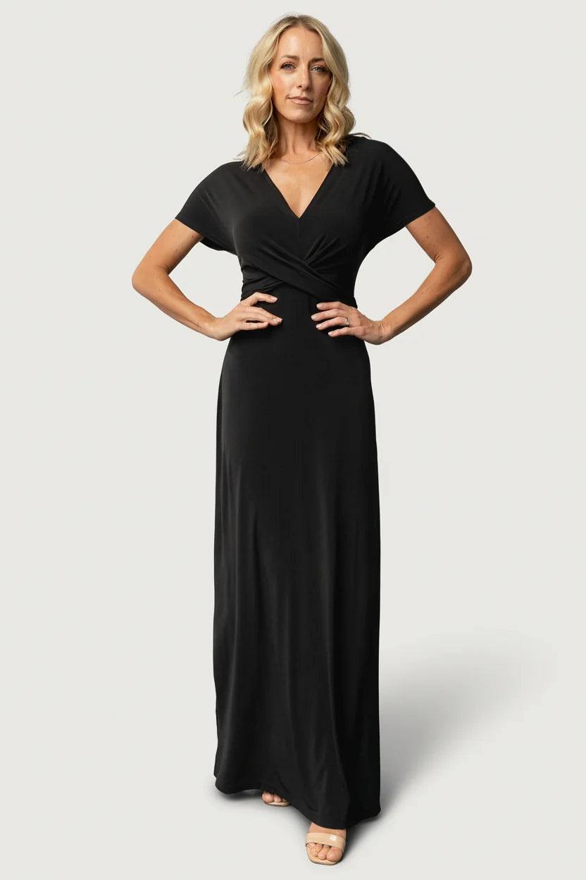 Annaeli Cross Front Maxi Dress | Black