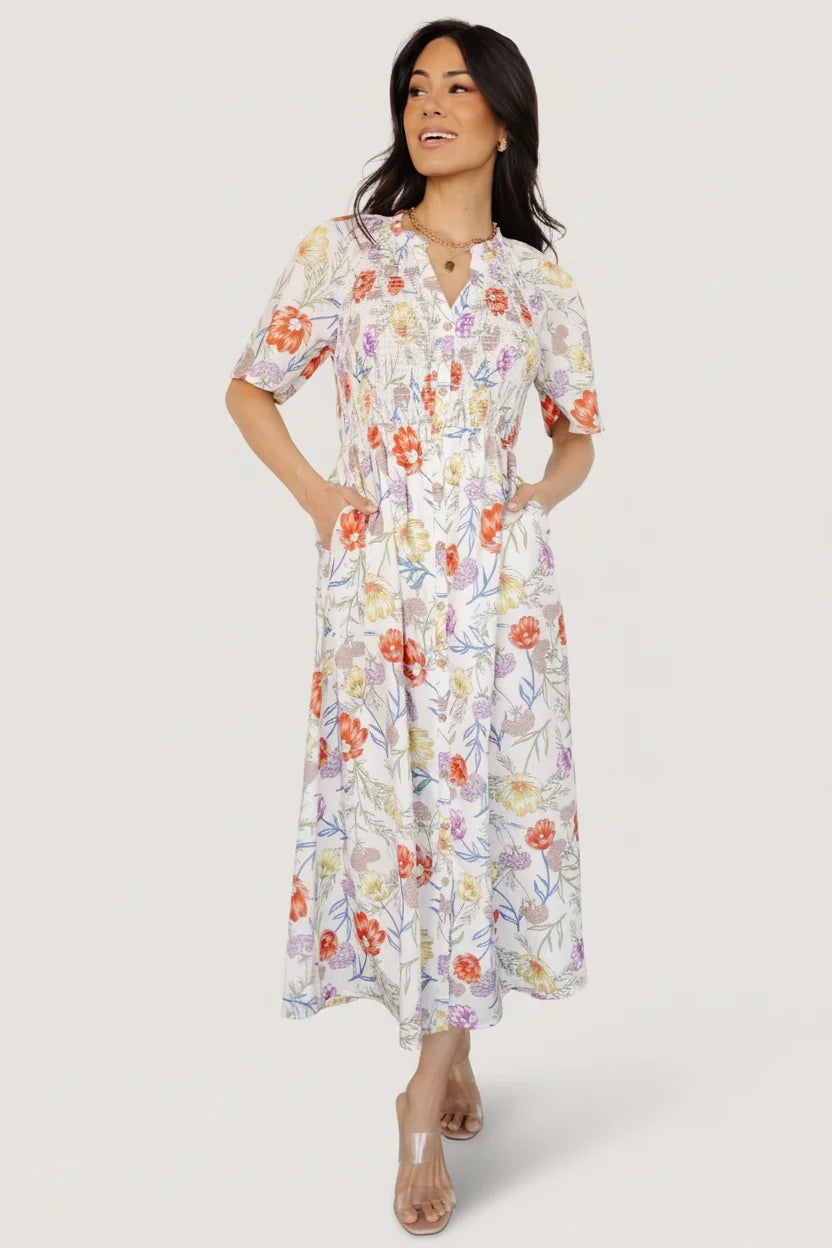 Botega Midi Dress | Ivory Multi Floral