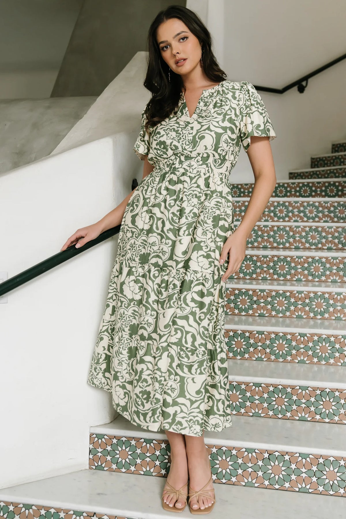 Aventura Midi Dress | Green Print