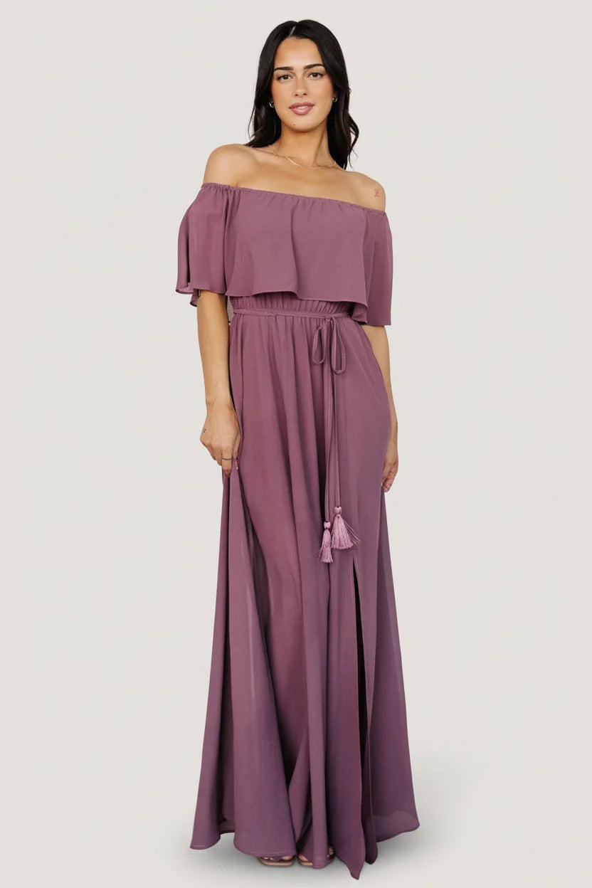 Victoria Off Shoulder Maxi Dress | Vintage Plum
