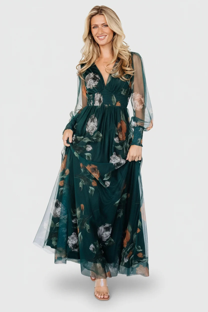Layla Tulle Maxi Dress | Deep Topaz Floral