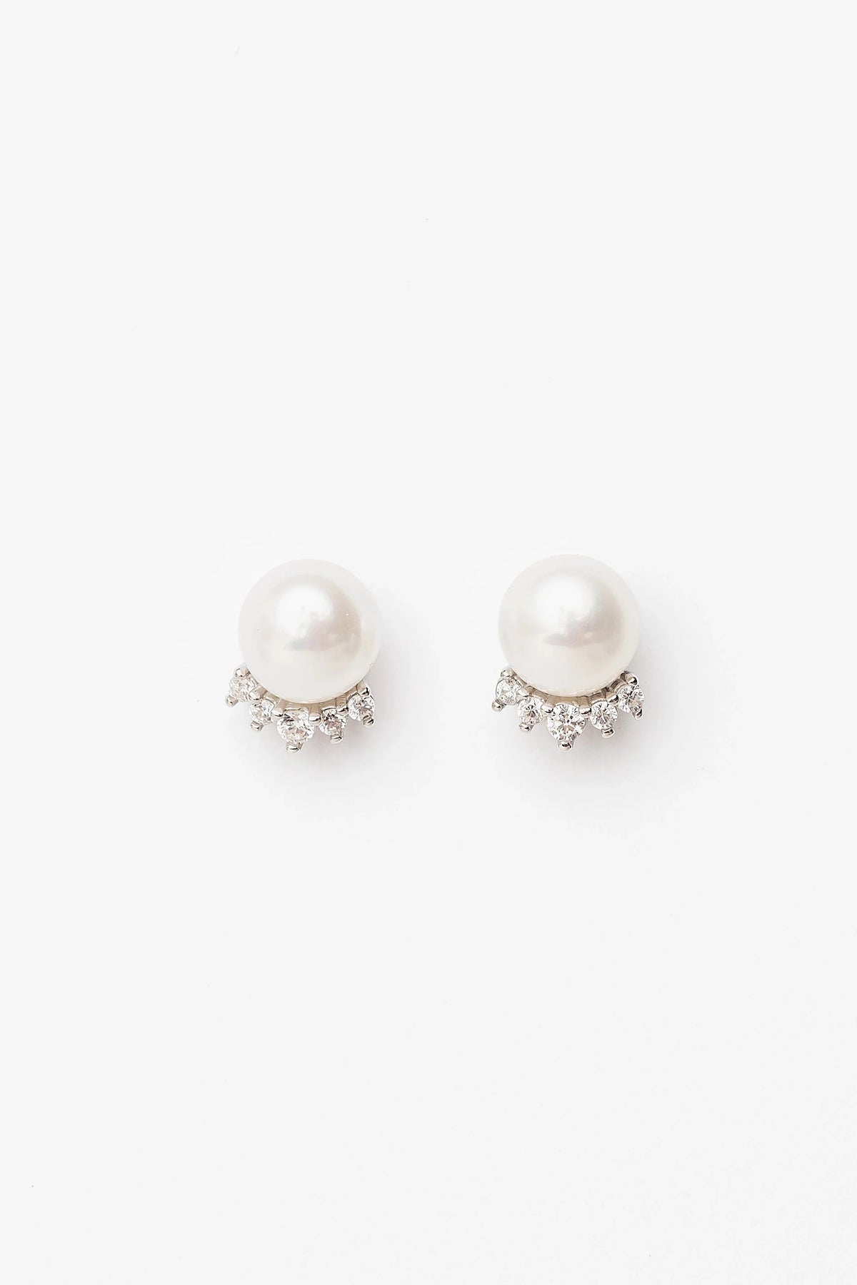 Livvy Pearl Stud Earrings | Silver